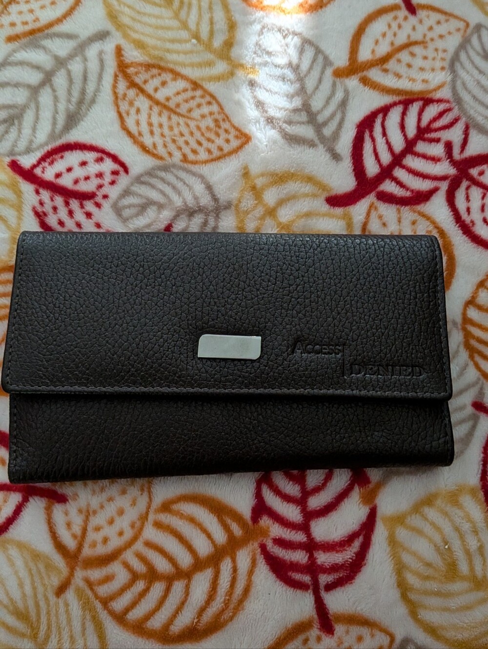 New Access Denied Leather Long Wallet - Brown